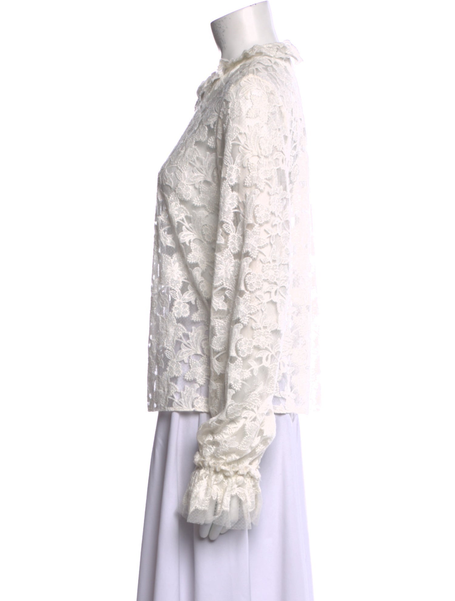 Alexis Lace Pattern Mock Neck Blouse