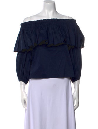 Alexis Off-The-Shoulder Three-Quarter Sleeve Crop Top