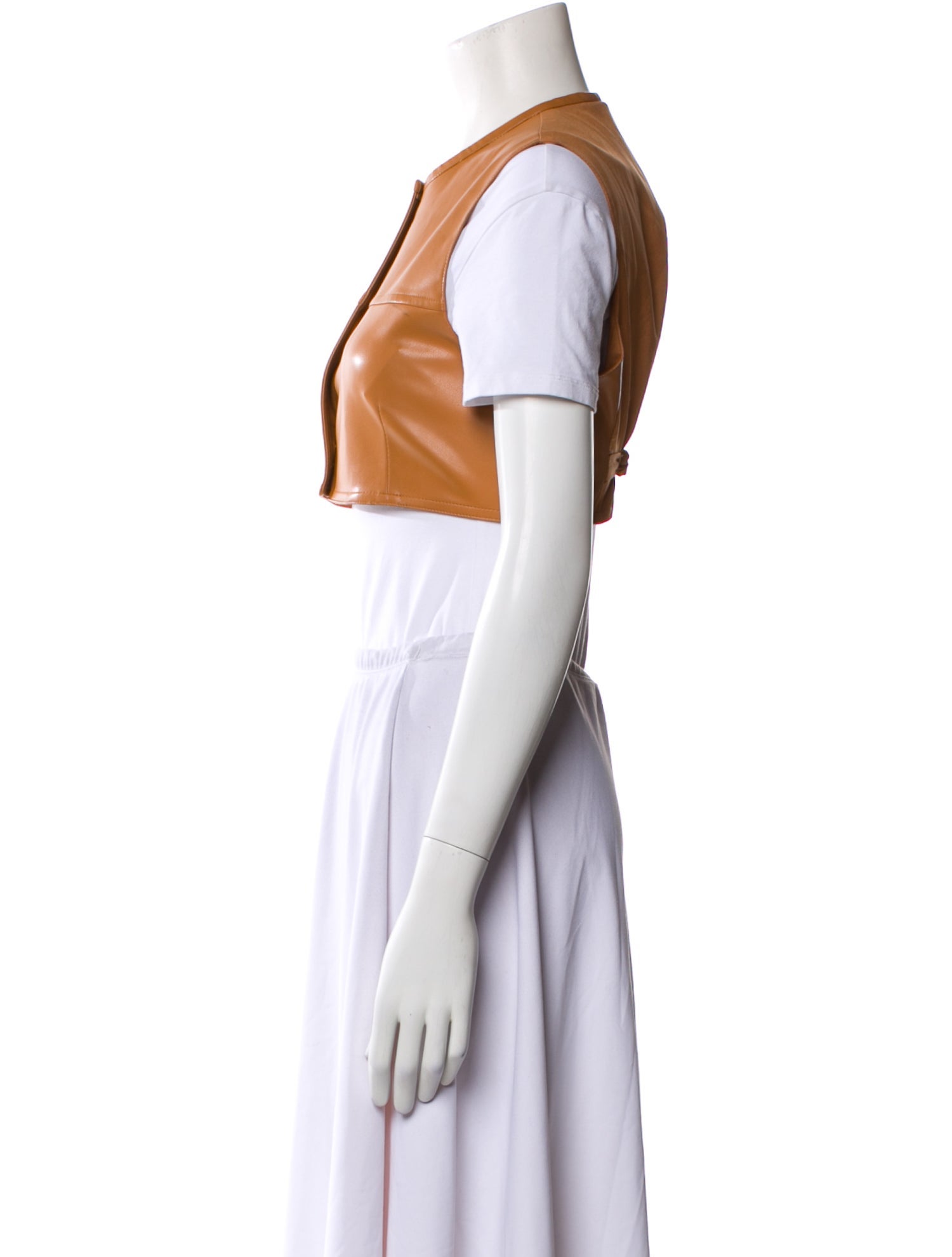 Alexis Faux Leather Crew Neck Crop Top