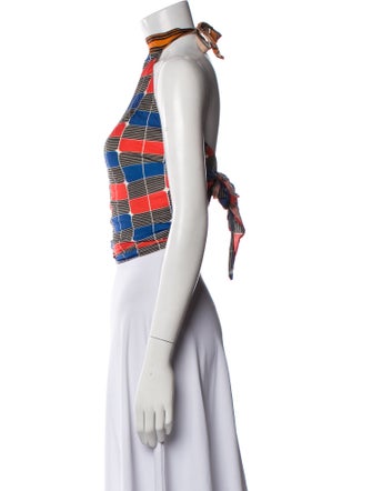 Alexis Plaid Print Strapless Crop Top