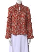 Alexis Floral Print Mock Neck Blouse