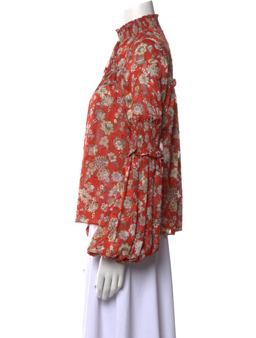 Alexis Floral Print Mock Neck Blouse