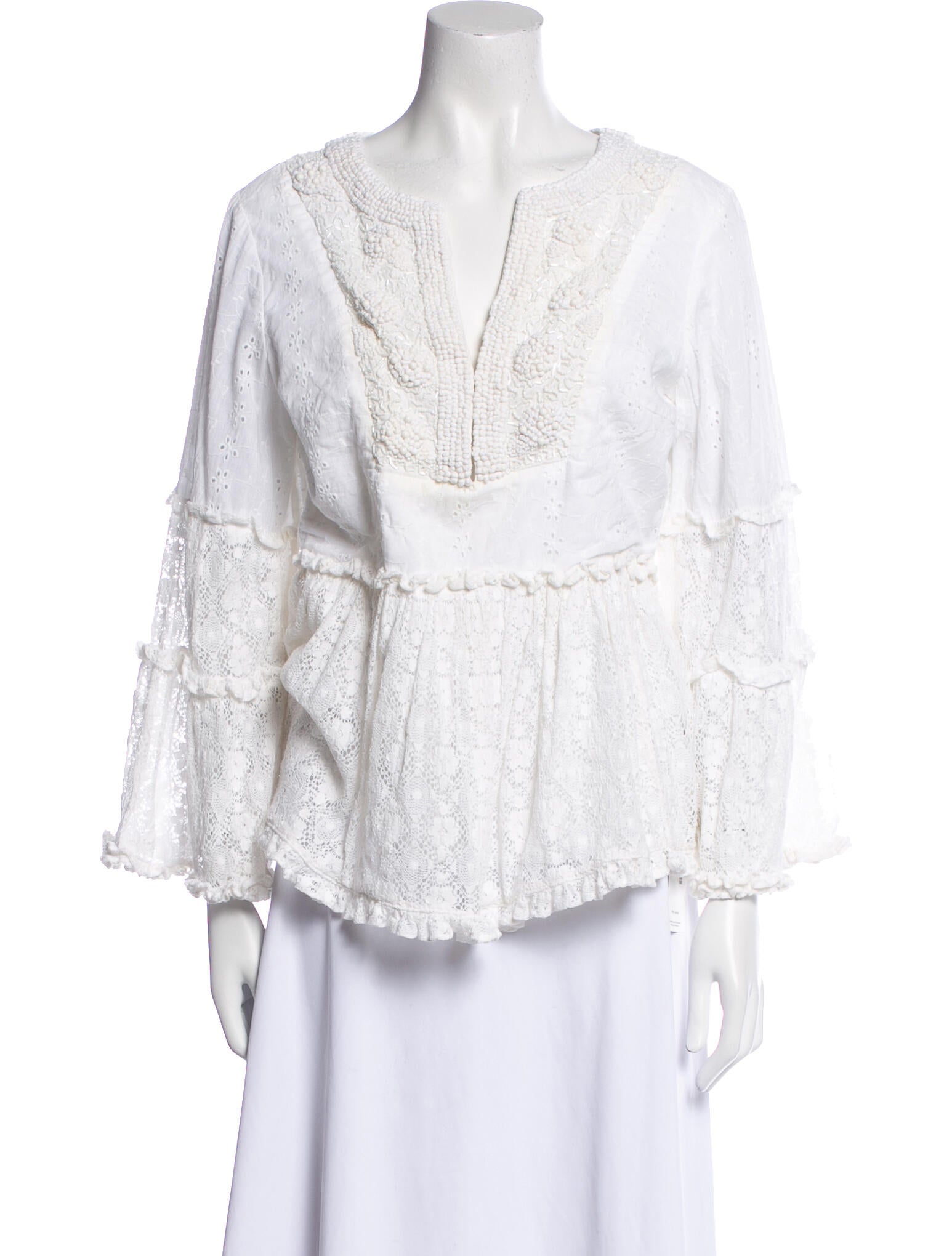 Alexis Lace Pattern V-Neck Blouse
