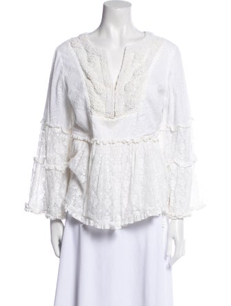 Alexis Lace Pattern V-Neck Blouse