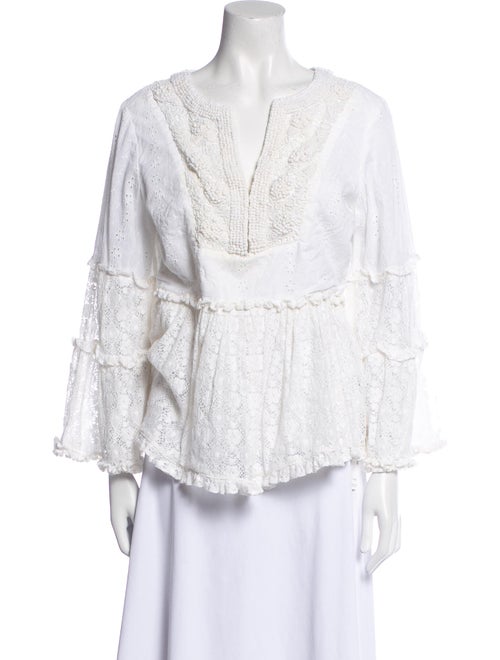 Alexis Lace Pattern V-Neck Blouse