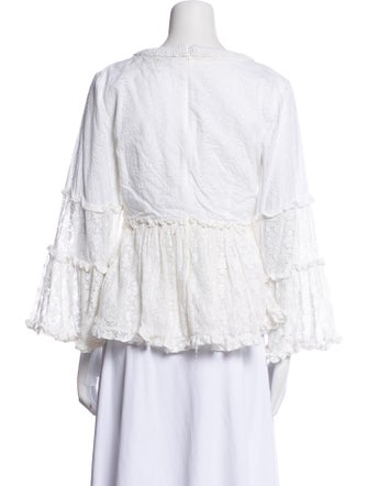 Alexis Lace Pattern V-Neck Blouse