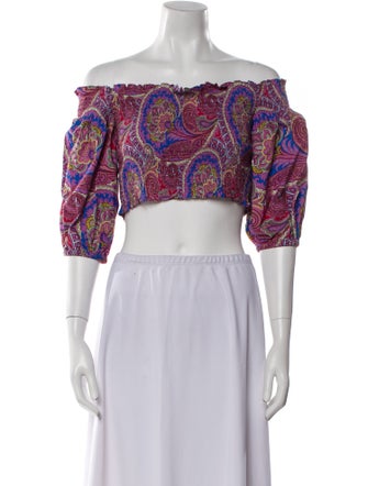 Alexis Paisley Print Off-The-Shoulder Crop Top