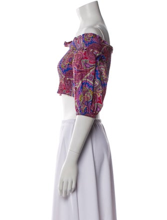 Alexis Paisley Print Off-The-Shoulder Crop Top