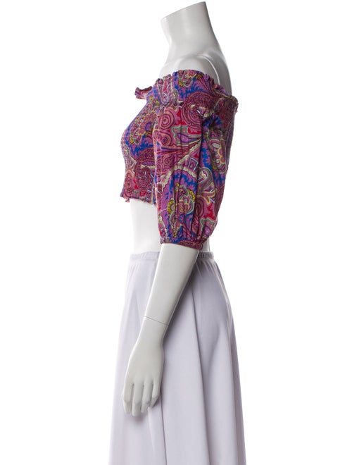 Alexis Paisley Print Off-The-Shoulder Crop Top