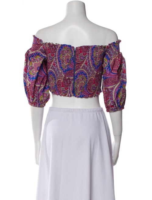 Alexis Paisley Print Off-The-Shoulder Crop Top