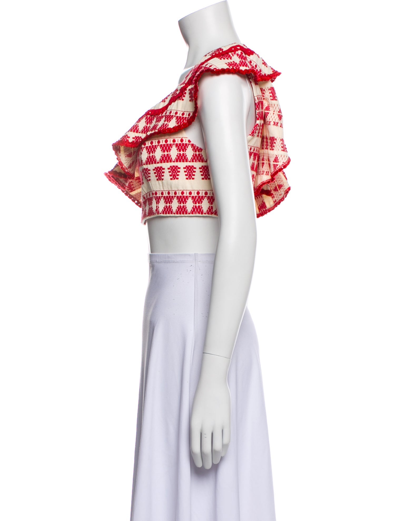 Alexis Printed One-Shoulder Crop Top