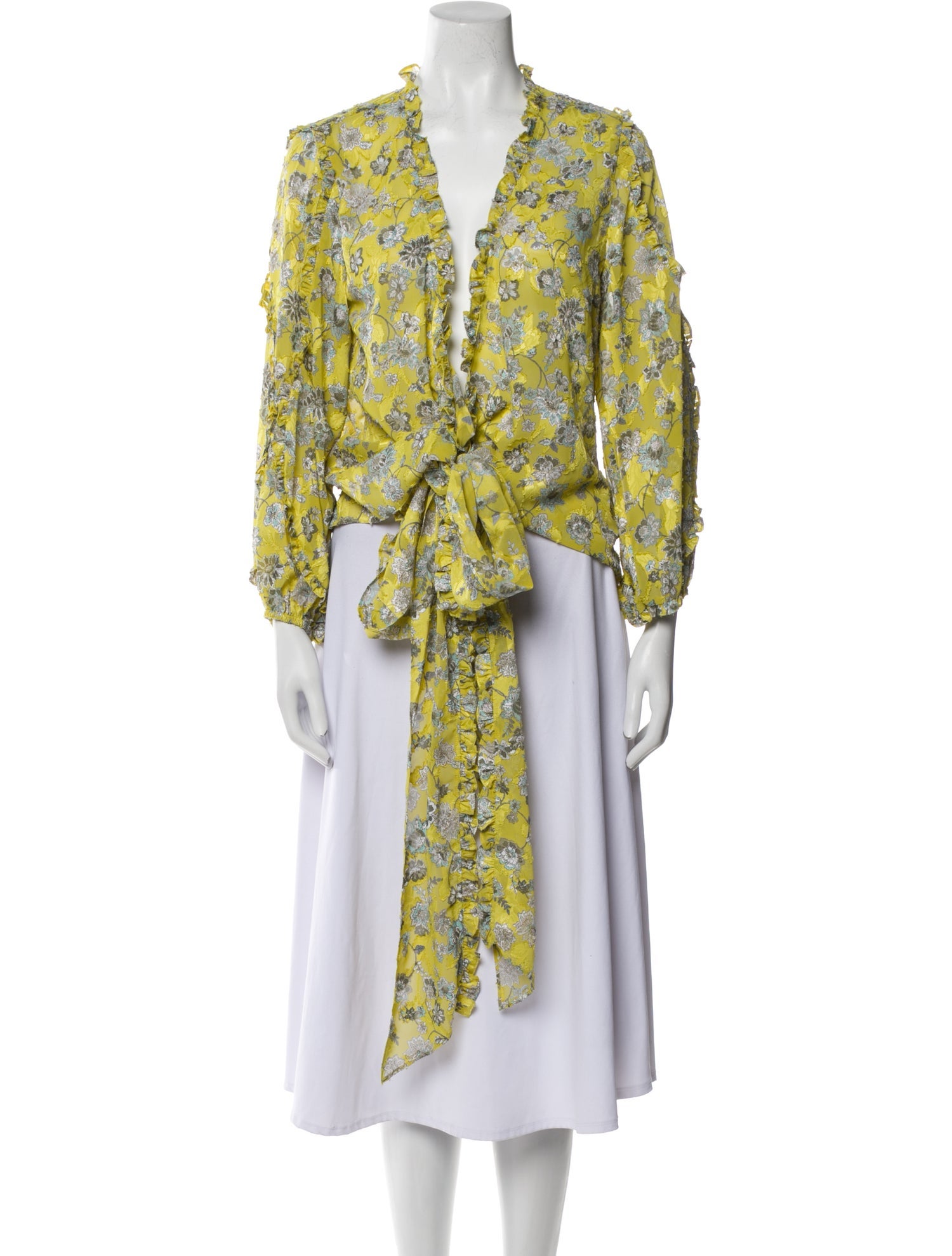 Alexis Floral Print V-Neck Blouse w/ Tags