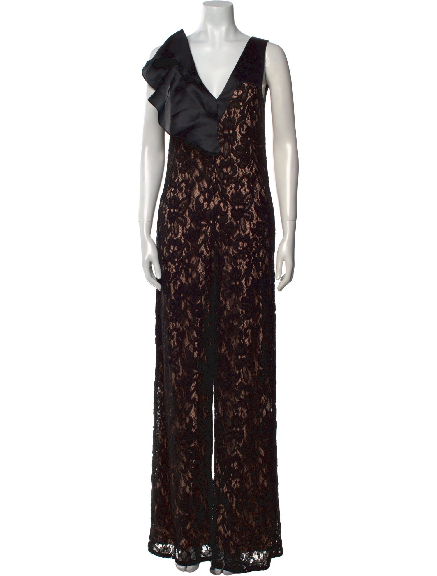 Alexis Lace Pattern V-Neck Jumpsuit