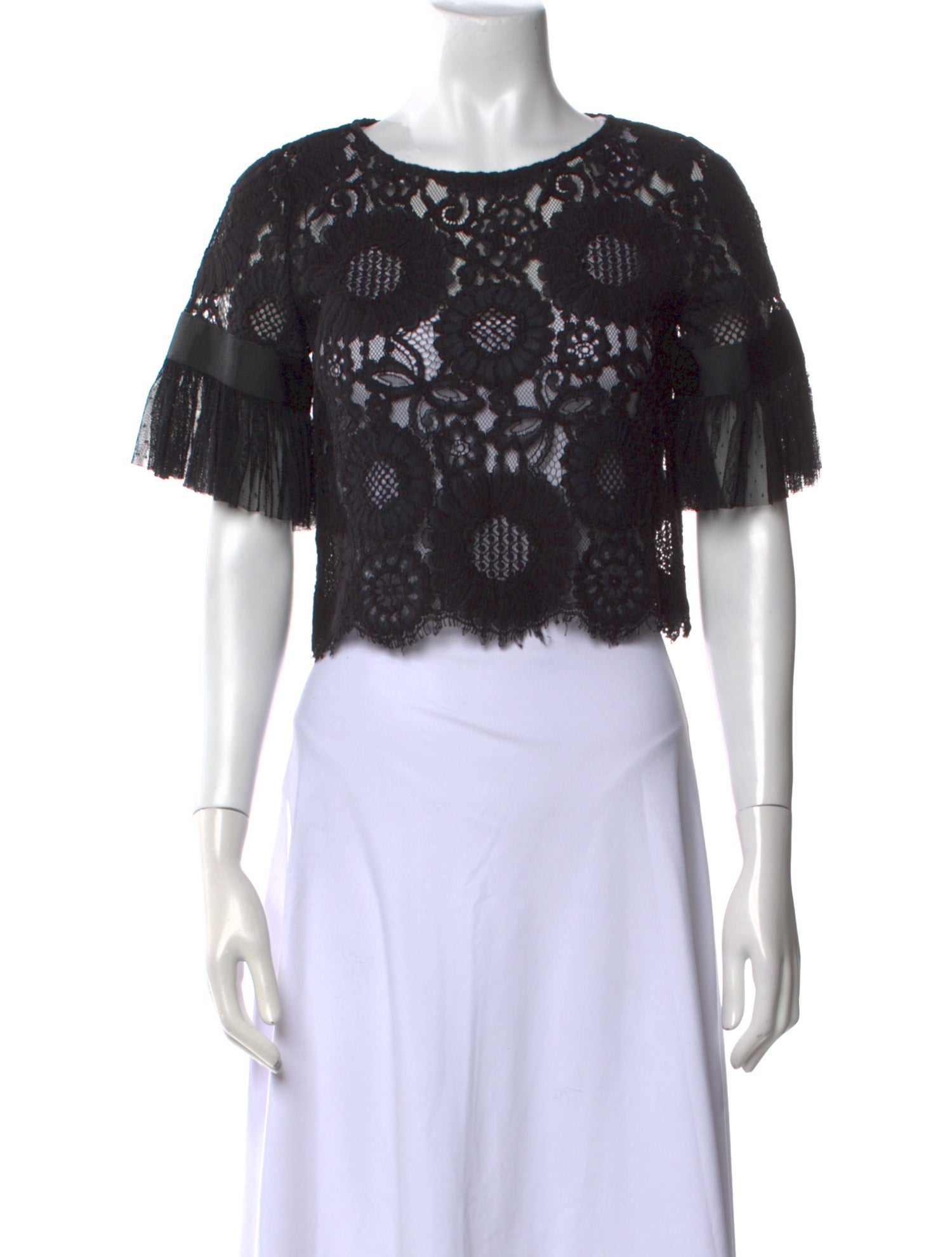 Alexis Lace Pattern Crew Neck Crop Top