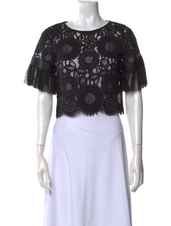 Alexis Lace Pattern Crew Neck Crop Top