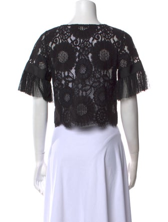 Alexis Lace Pattern Crew Neck Crop Top