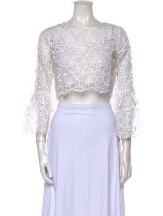 Alexis Lace Pattern Bateau Neckline Crop Top