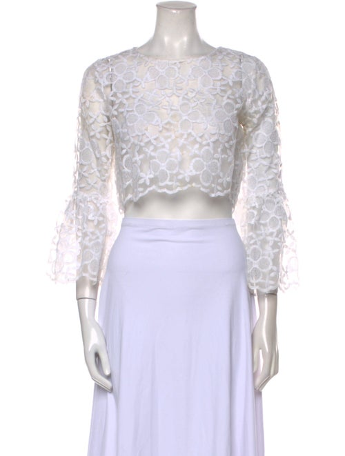 Alexis Lace Pattern Bateau Neckline Crop Top