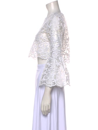 Alexis Lace Pattern Bateau Neckline Crop Top