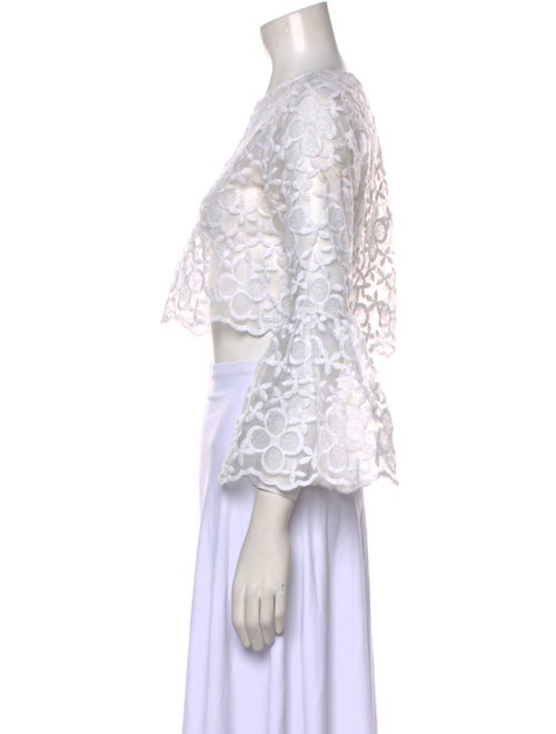 Alexis Lace Pattern Bateau Neckline Crop Top