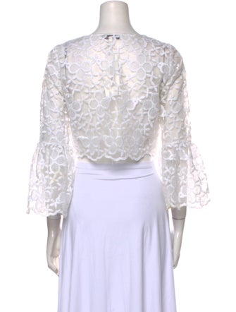 Alexis Lace Pattern Bateau Neckline Crop Top