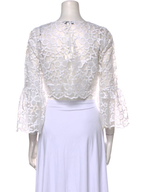 Alexis Lace Pattern Bateau Neckline Crop Top