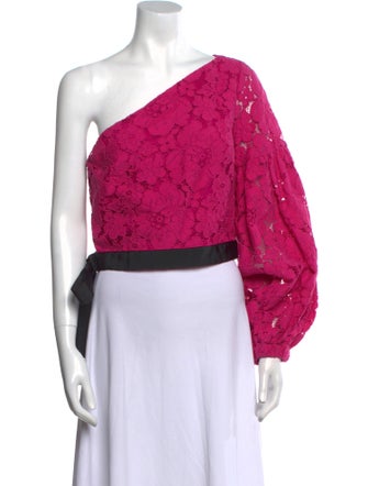 Alexis Lace Pattern One-Shoulder Crop Top