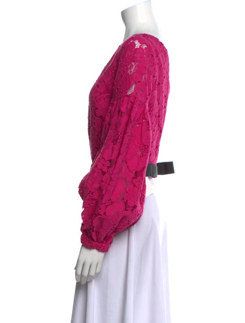 Alexis Lace Pattern One-Shoulder Crop Top