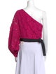 Alexis Lace Pattern One-Shoulder Crop Top