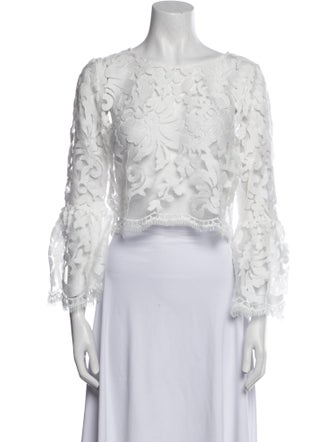 Alexis Lace Pattern Bateau Neckline Crop Top