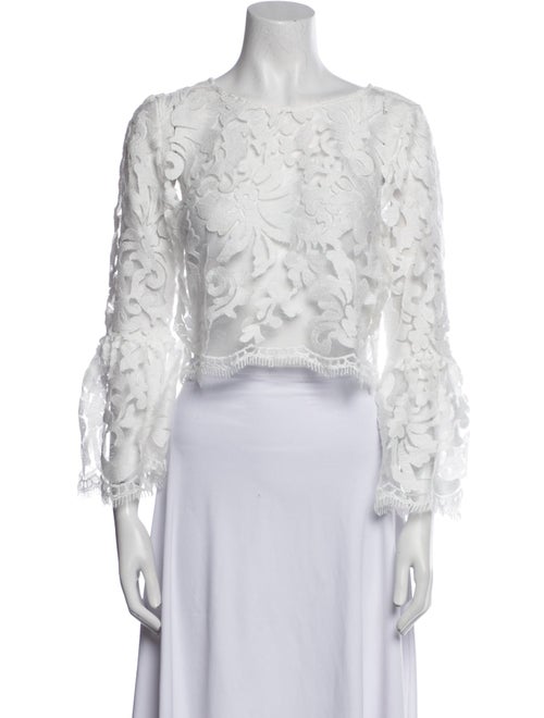 Alexis Lace Pattern Bateau Neckline Crop Top