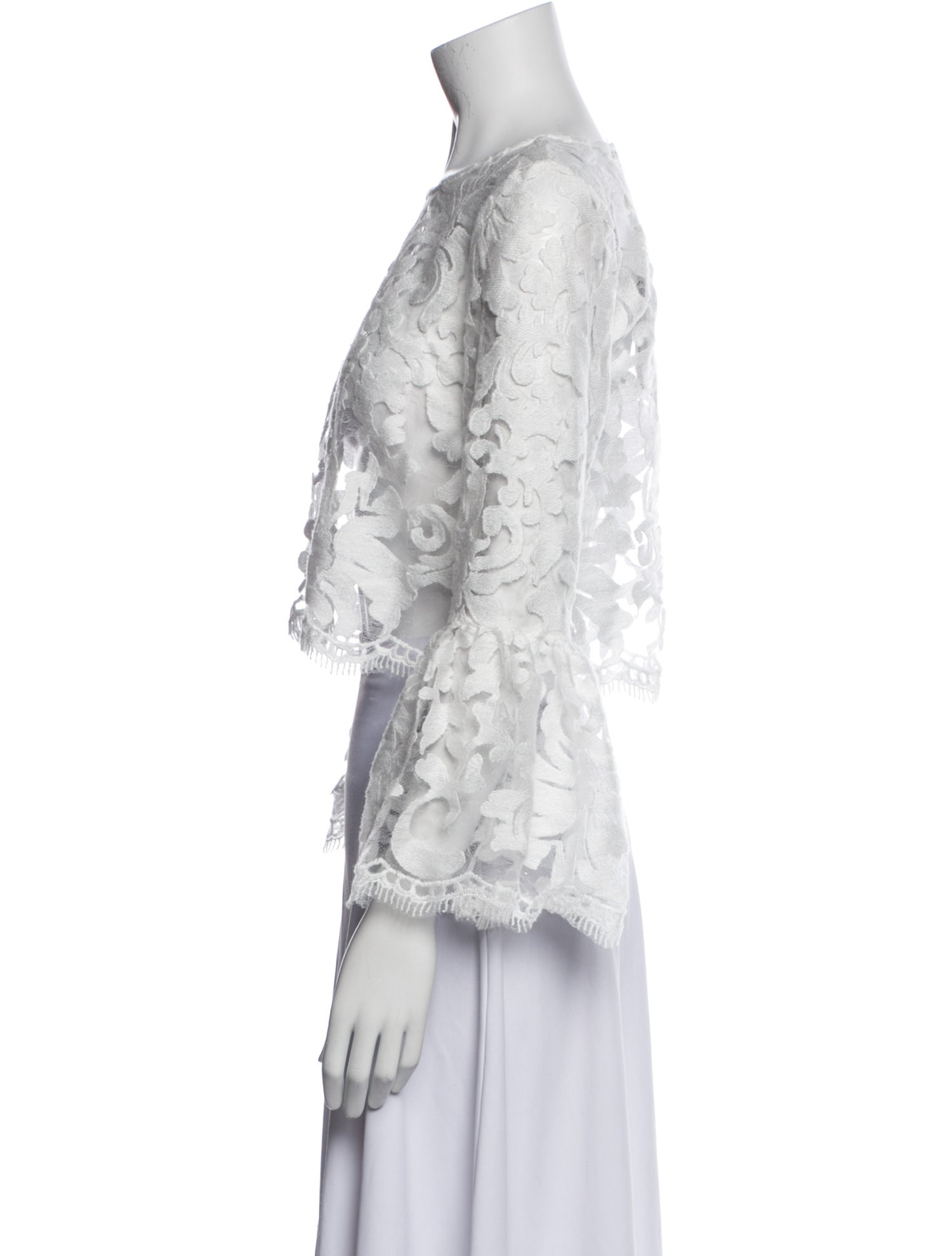 Alexis Lace Pattern Bateau Neckline Crop Top