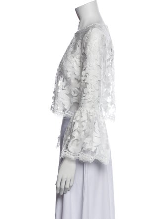 Alexis Lace Pattern Bateau Neckline Crop Top