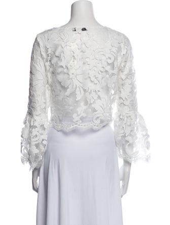 Alexis Lace Pattern Bateau Neckline Crop Top