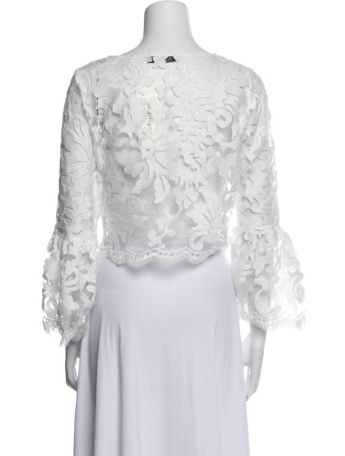 Alexis Lace Pattern Bateau Neckline Crop Top