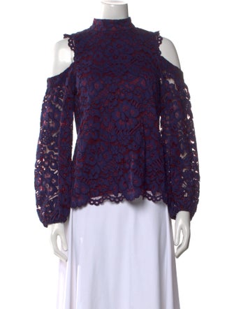 Alexis Lace Pattern Mock Neck Blouse