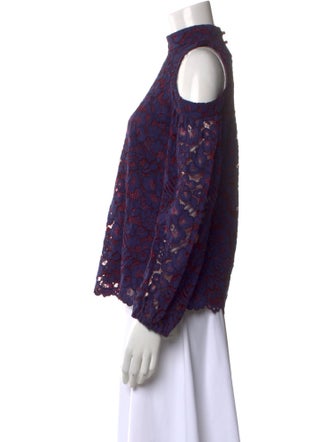 Alexis Lace Pattern Mock Neck Blouse