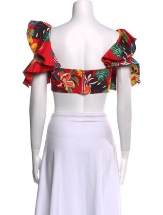 Alexis Floral Print Scoop Neck Crop Top