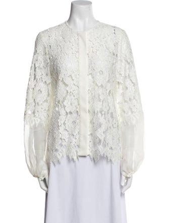Alexis Lace Pattern Mock Neck Blouse