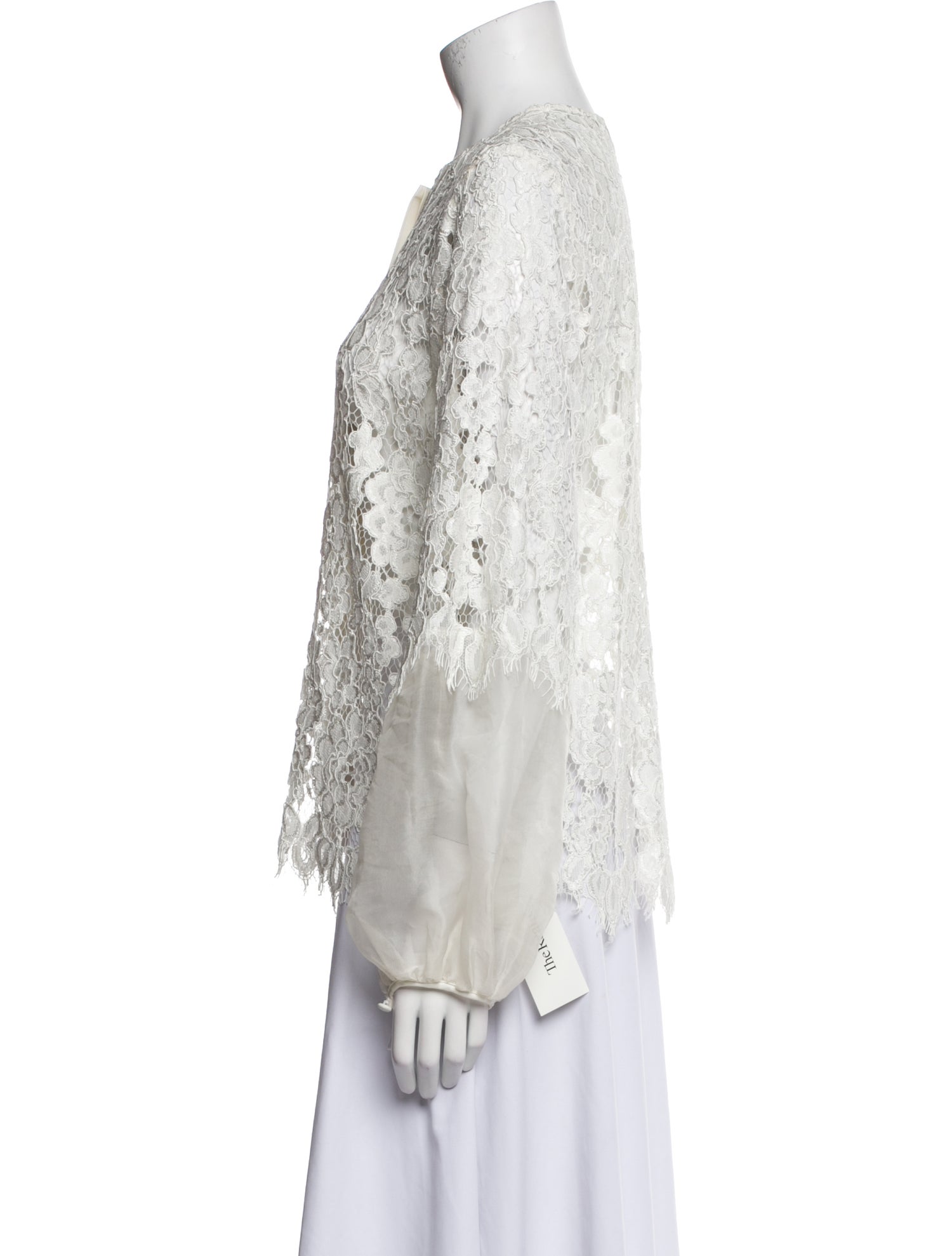 Alexis Lace Pattern Mock Neck Blouse