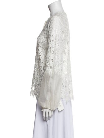 Alexis Lace Pattern Mock Neck Blouse