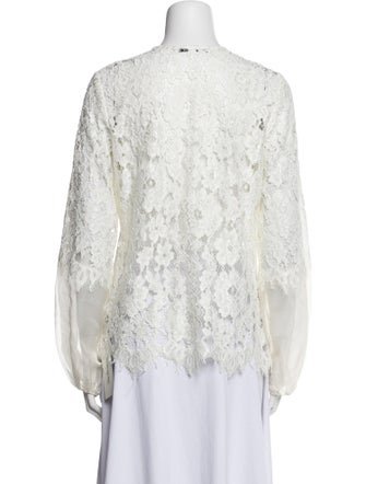 Alexis Lace Pattern Mock Neck Blouse