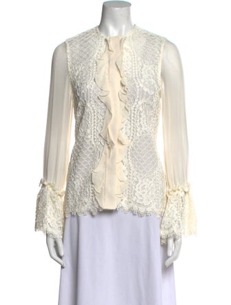 Alexis Lace Pattern Crew Neck Blouse