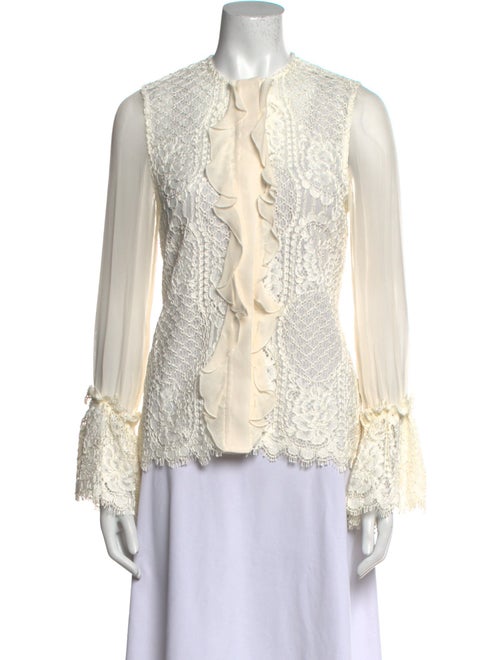 Alexis Lace Pattern Crew Neck Blouse