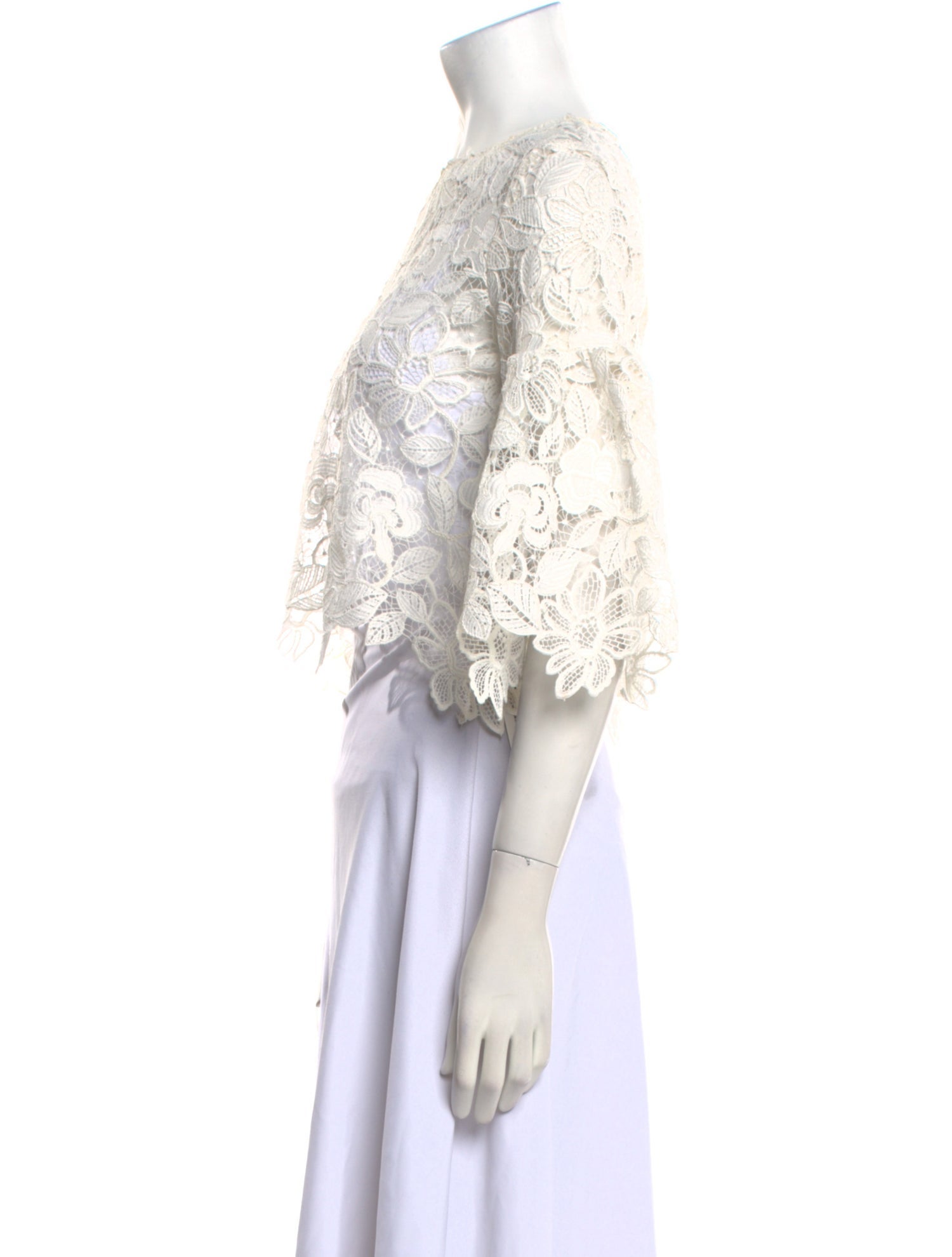 Alexis Lace Pattern Scoop Neck Crop Top