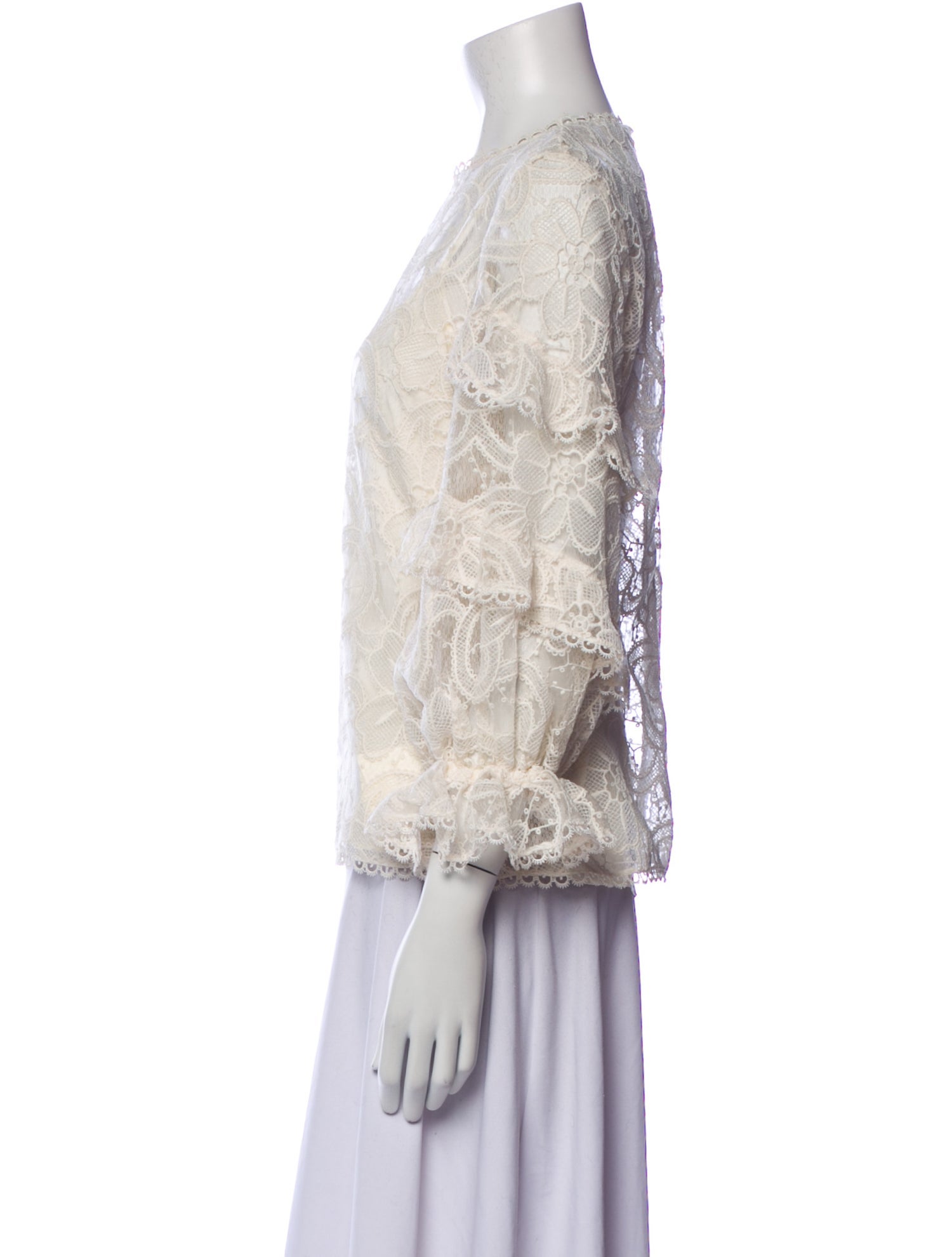 Alexis Lace Pattern Bateau Neckline Blouse