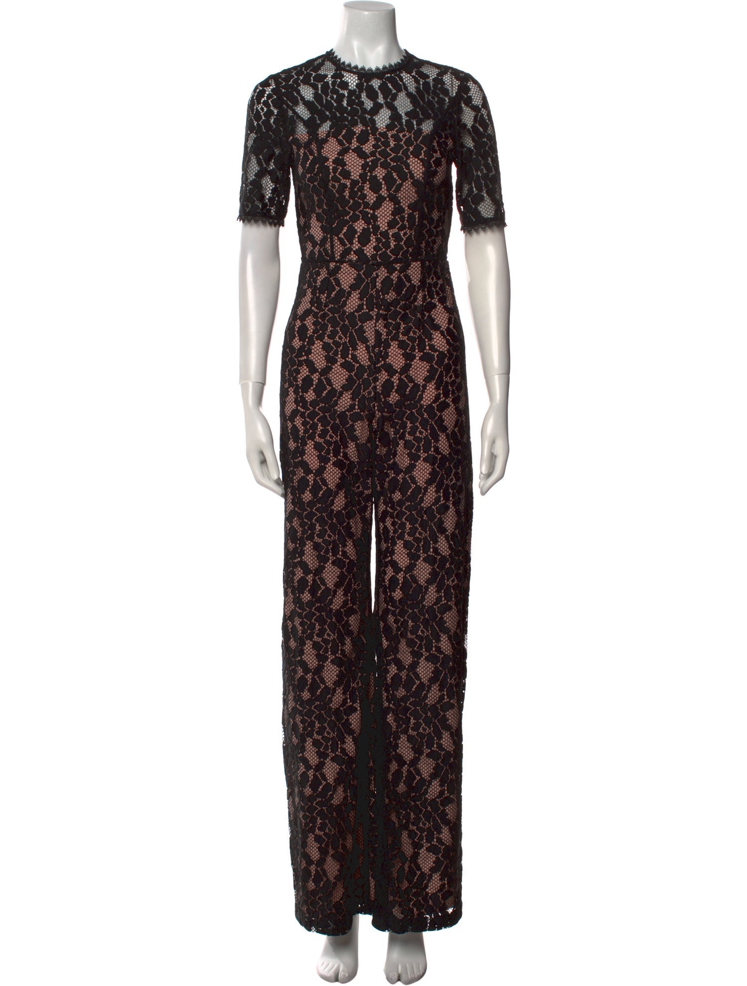 Alexis Lace Pattern Crew Neck Jumpsuit
