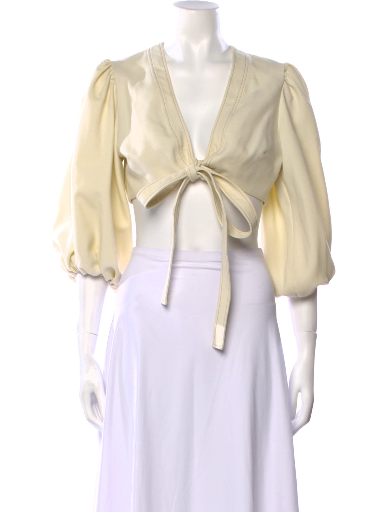 Alexis V-Neck Three-Quarter Sleeve Crop Top