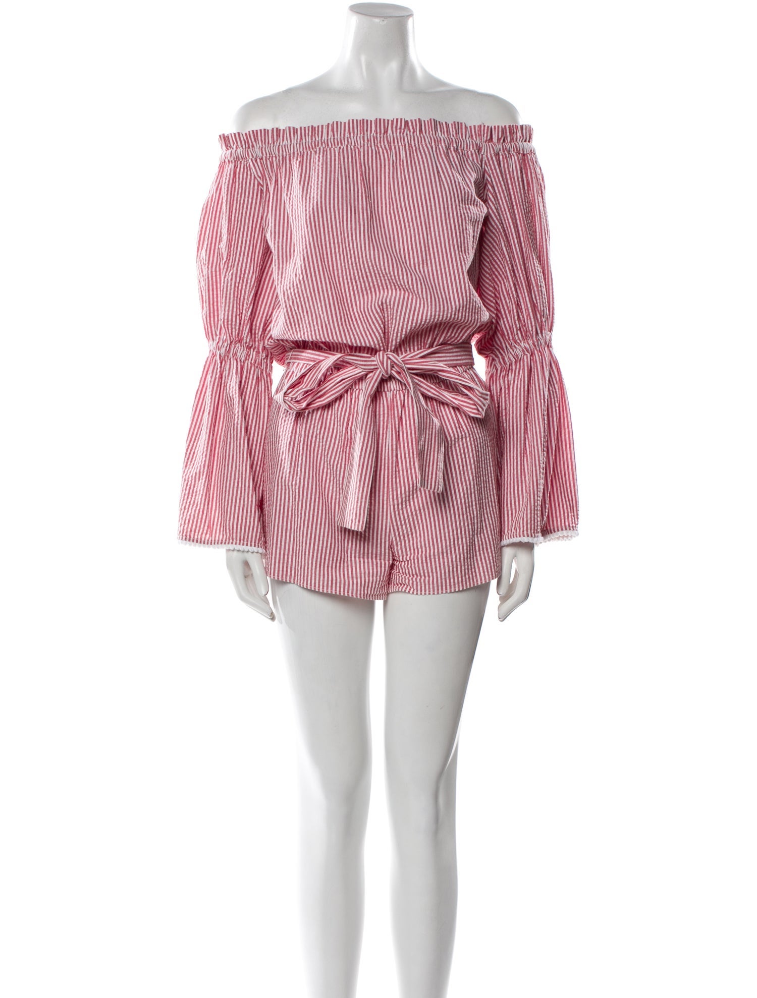 Alexis Striped Off-The-Shoulder Romper