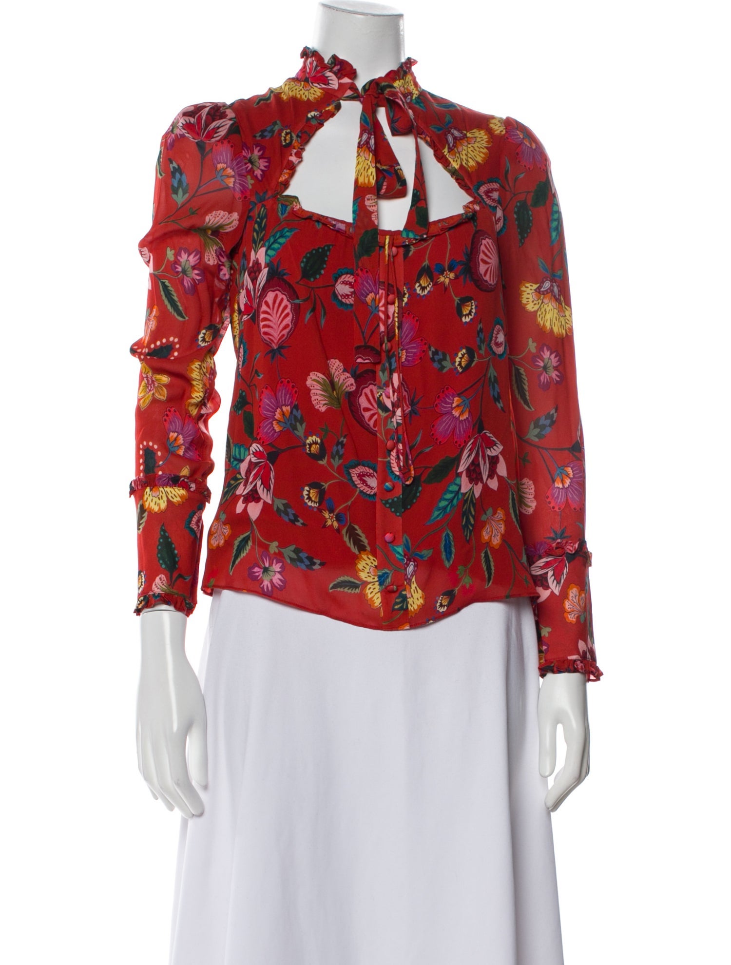 Alexis Floral Print Mock Neck Blouse